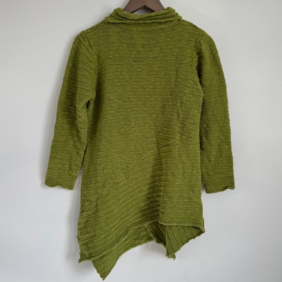 HABITAT 100% Cotton Asymmetric Hem Tunic Sweater Artsy Fairy Boho Green Size M - Picture 8 of 10